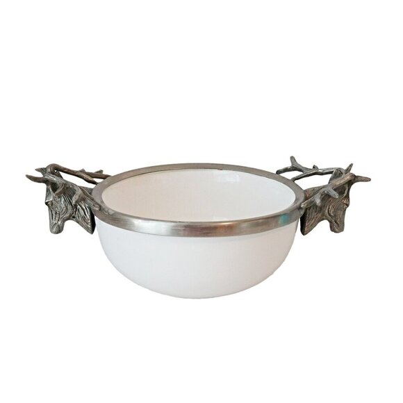 Vintage Vagabond House Lodge Style Elk Head Stoneware Bowl Deer Stag - Picture 1 of 6